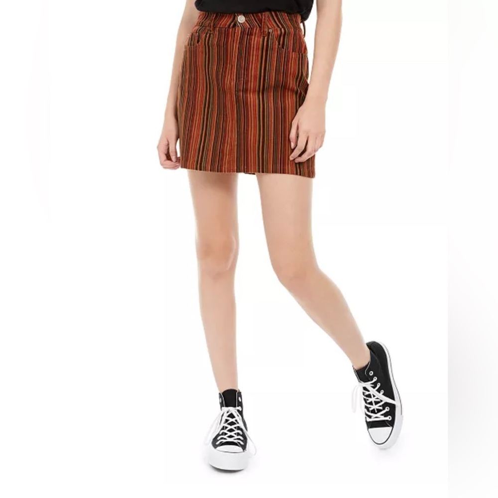 NWT Indigo Rain Striped Denim Mini Skirt Juniors 5 Retro Y2K 70s
